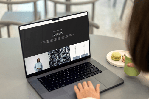 Custom Squarespace website displayed on a laptop